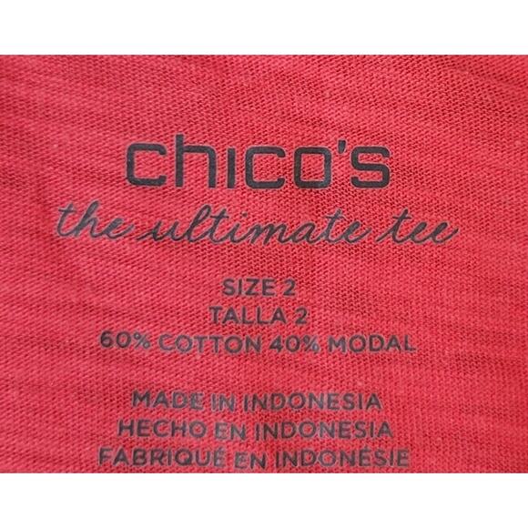 Chico’s Pink Pineapple Malibu Tee Size 2 L Gold Metallic Print Resort Wear EUC - Picture 5 of 8